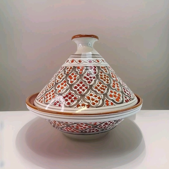 Williams Sonoma Engage Tunusian Hand Painted Tagine Utilitarian Decor Cooking - Picture 3 of 10